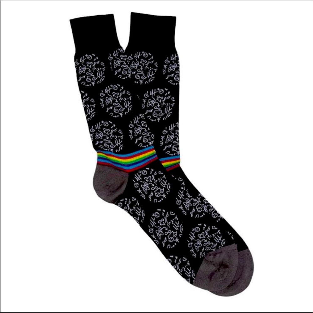 BUGATCHI SPACE SOCKS MERCERIZED COTTON BLEND BLACK OS NWT